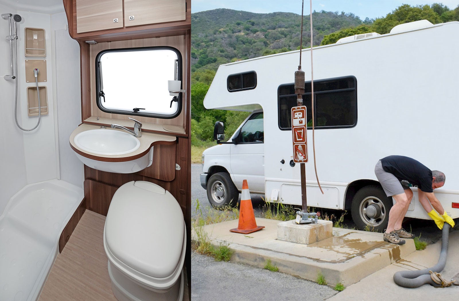 Portable RV/camper toilet and holding tank setup in Canton, Georgia