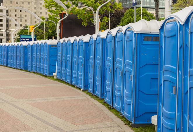 Seasonal porta potty units set up at a Canton, Georgia venue