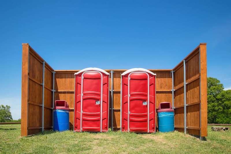 Short-term porta potty units staged for delivery in Canton, Georgia